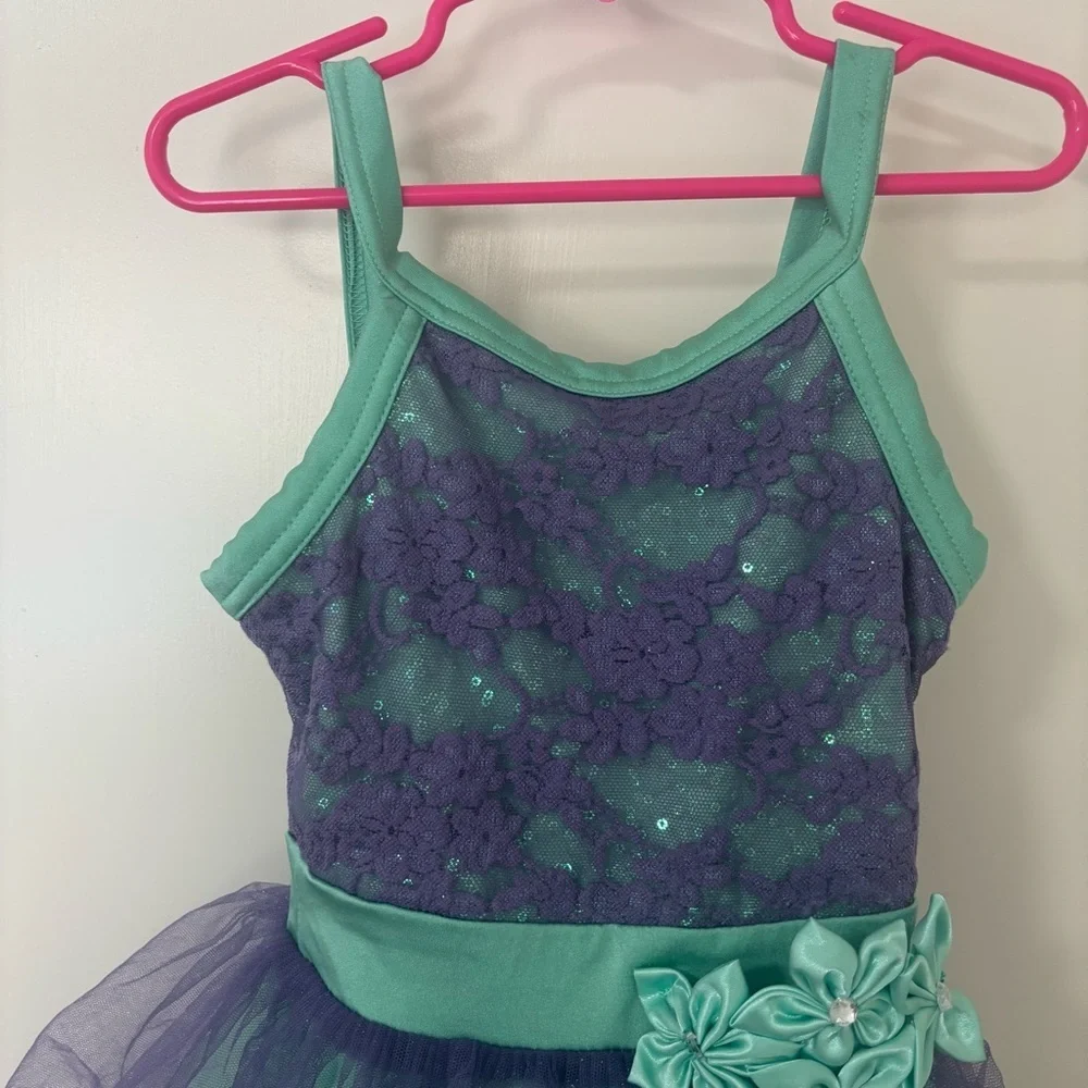Weissman kids girls turquoise  Green and lavender light Purple Costume Dress SC